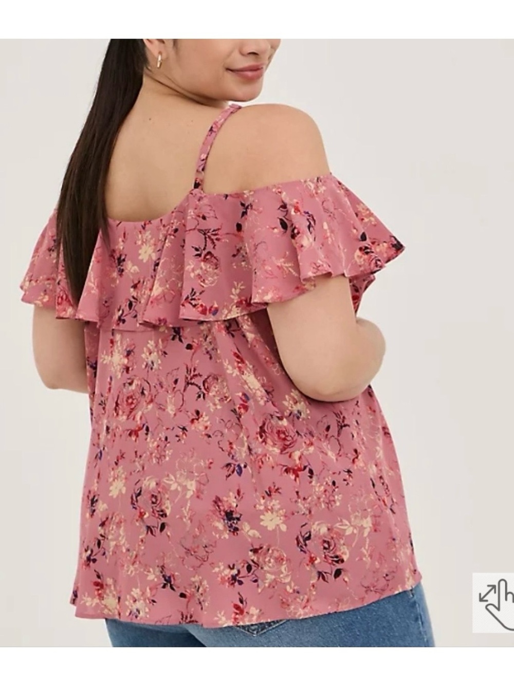 torrid Floral Cold-Shoulder Ruffle Top - Picture 4 of 6
